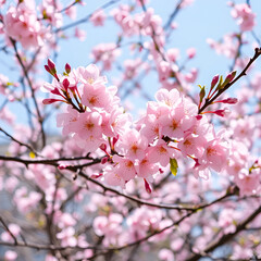 Obraz premium Blooming sakura flowers at spring