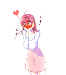 恋する赤面する女性　ドキドキ
