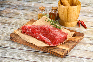 Raw beef flesh for cooking