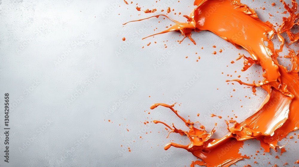 Poster this captivating image shows fluid orange paint interacting with a textured gray background, emphasi