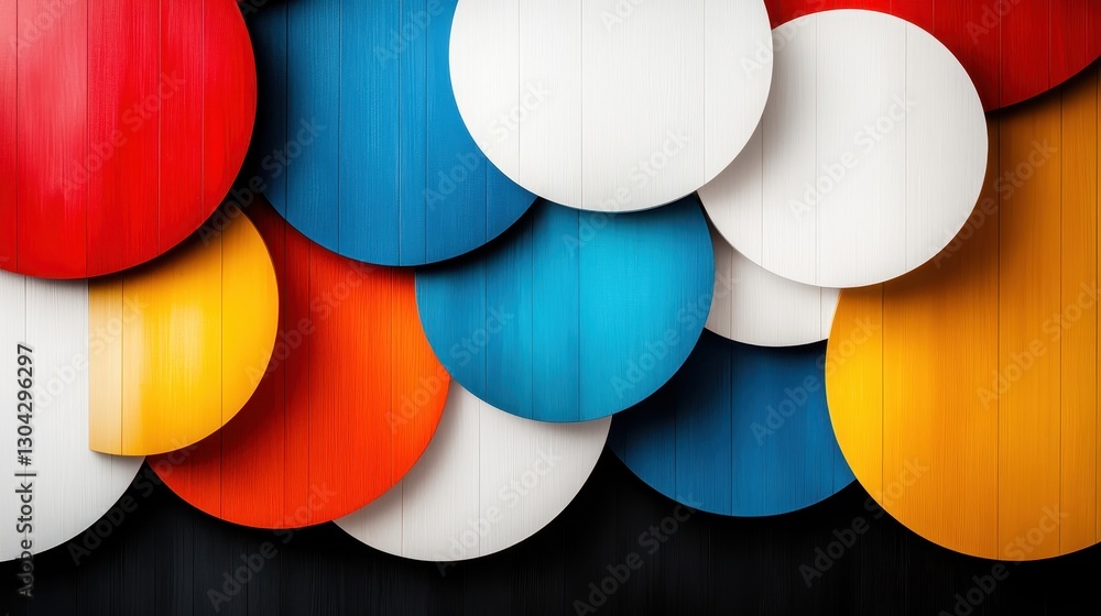 Poster an intricate collage of circular forms featuring a rich color palette demonstrates a unique blend of