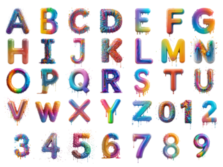 Color Dripping style 3D rendering Letter 'A to Z' Isolated on png