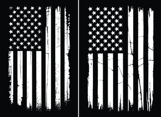 Distressed Vertical American Flag Grunge Vector Set