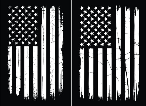 Distressed Vertical American Flag Grunge Vector Set
