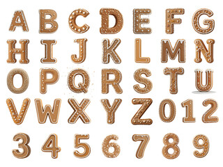 Gingerbread conceptual font style 3D rendering Letter 'A to Z' Isolated on png