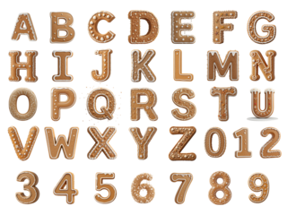 Gingerbread conceptual font style 3D rendering Letter 'A to Z' Isolated on png