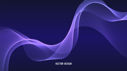 Geometric curved lines in gradient forming dynamic futuristic abstract flow patterns