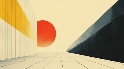 Abstract Cityscape Warm Light Geometric Shapes. AI Generated