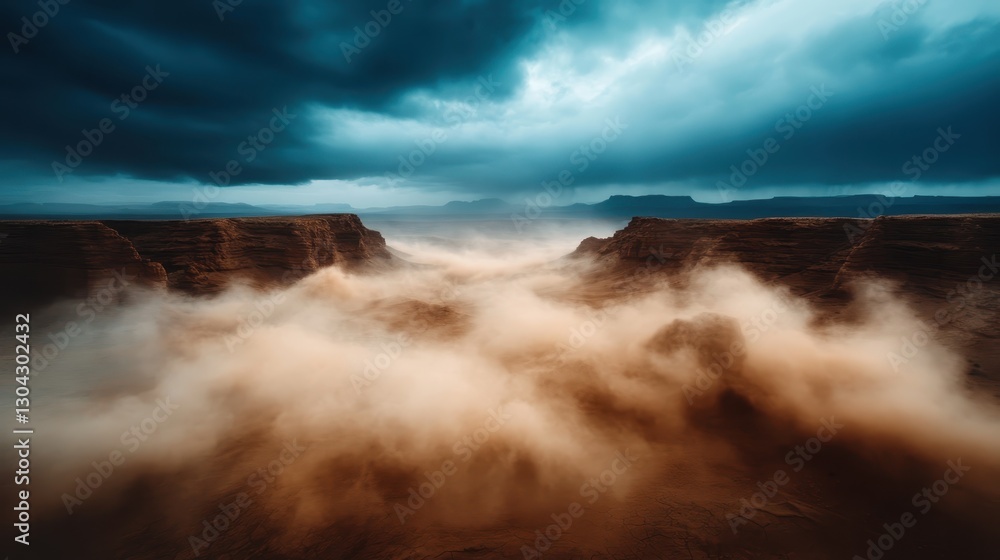 Poster this mesmerizing image captures a mystical atmosphere in canyon landscapes, characterized by a veil 