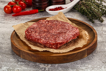Raw beef burger cutlet for grill