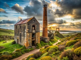 Abandoned Tin Mine Cornwall England: Minimalist Landscape Photography