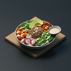 Healthy Vegan Buddha Bowl with Avocado, Quinoa, and Roasted Vegetables