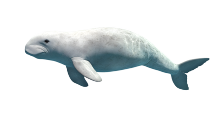 
Dugong swimming peacefully in clear tropical waters, gentle sea mammal, cut out on transparent background