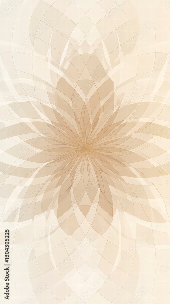 Poster abstract floral design: a delicate and artistic rendering of a symmetrical floral pattern, offering 