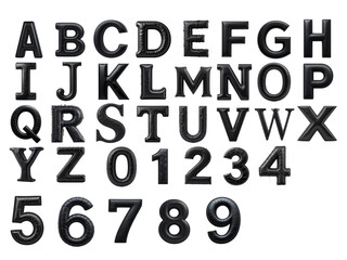 black leather style 3D rendering Letter 'A to Z' Isolated on png