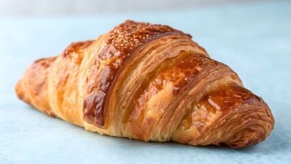 Delicious Golden Brown Croissant Pastry Freshly Baked Bread Breakfast Food