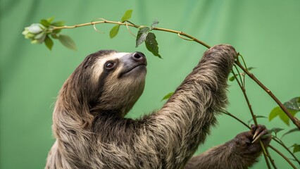 Adorable Sloth Reaching For Green