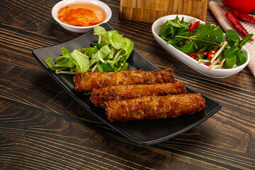 Fried Vietnamese spring roll with special sauce