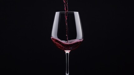 A high-speed capture of wine being poured into a glass,