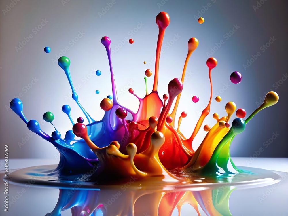 Poster abstract beige background with colorful liquid blobs & organic shapes - trendy doodle pattern