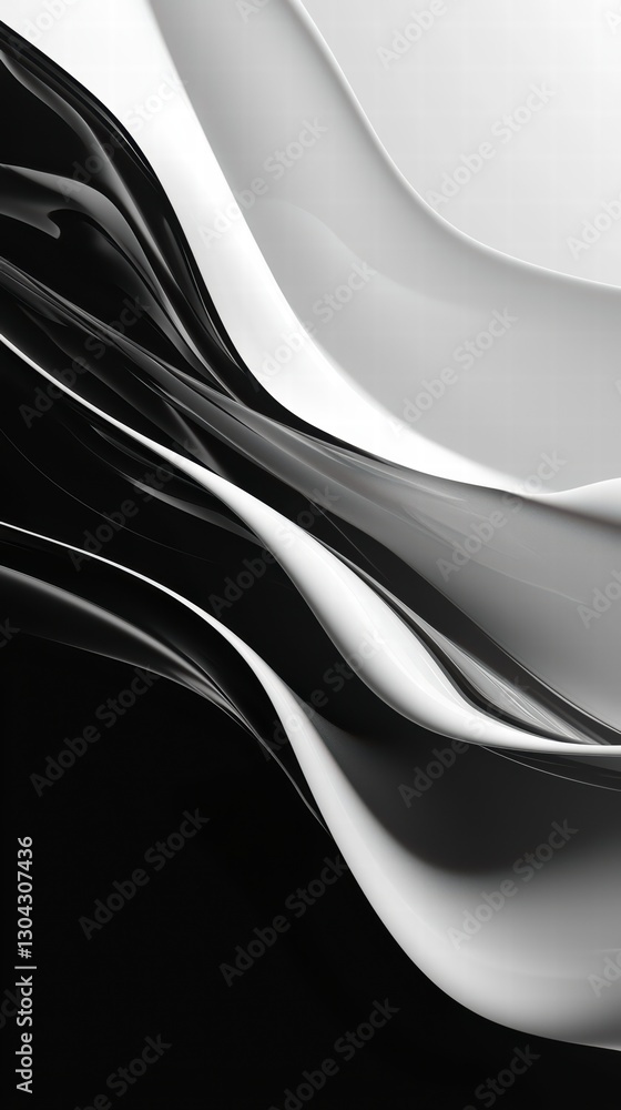 Poster abstract curves: a captivating monochromatic composition of fluid, undulating forms creates a mesmer