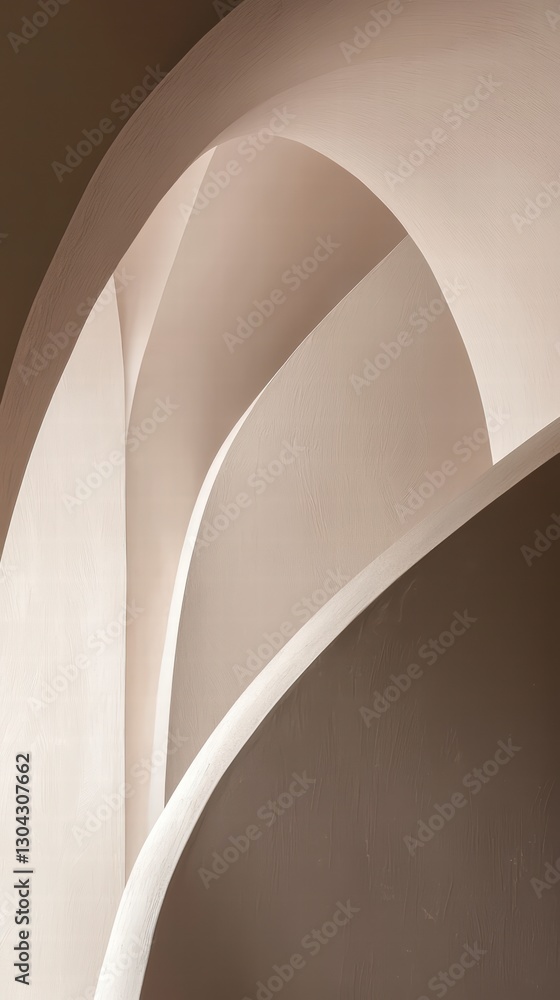 Poster architectural curves: abstract architectural forms with gentle curves and interplay of light and sha