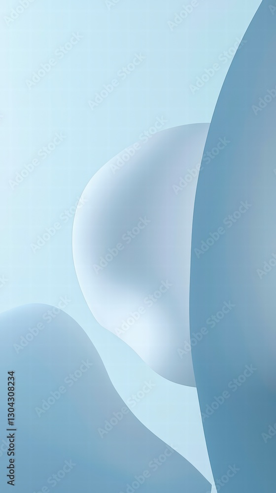 Poster abstract serenity: soft, organic shapes in varying shades of blue and white create a sense of calm a