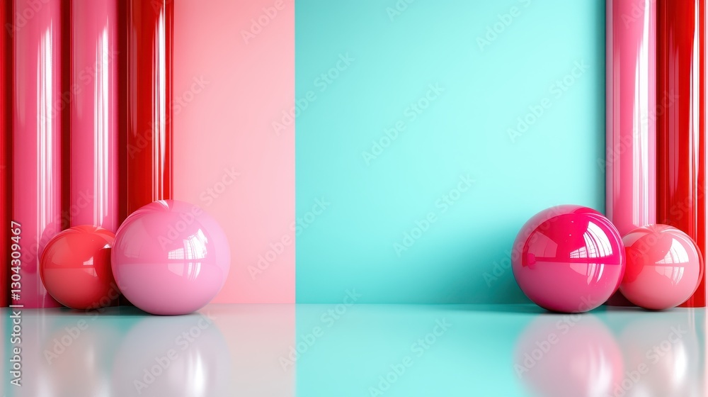 Poster this image showcases a minimalist design with pastel-colored bubbles and lines, creating an engaging