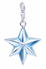 Fototapeta premium Silver Eight-Pointed Star Charm on White Background