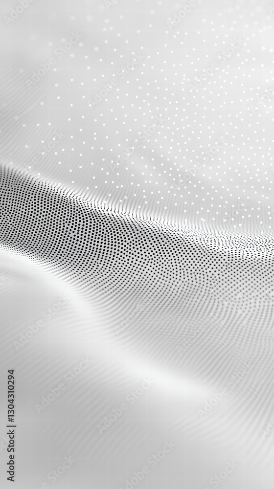 Poster digital serenity: an abstract digital composition of undulating waves, formed by countless interconn