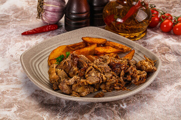 Baked shredded pork with potato