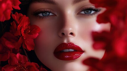 A crimson kiss of lipstick, a touch of glamour that transforms the wearer is face into a canvas of allure.