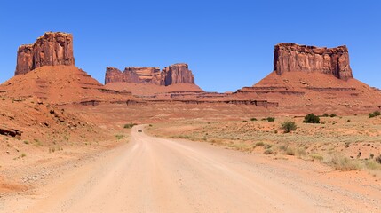 Fototapeta premium Red Rock Desert Landscape with Dirt Road