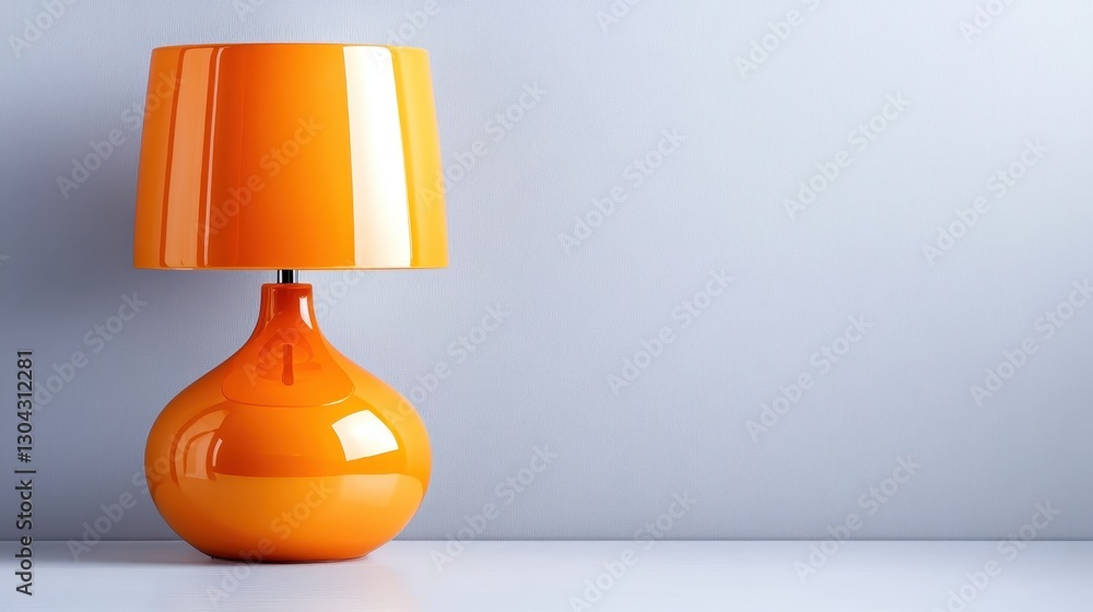 Poster a vibrant orange table lamp showcases a modern design, perfect for adding a pop of color and style t