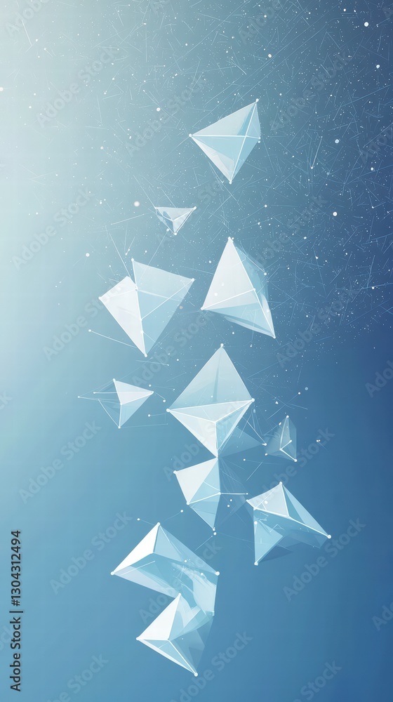 Poster abstract floating geometric crystal: a captivating image showcasing floating geometric crystals agai