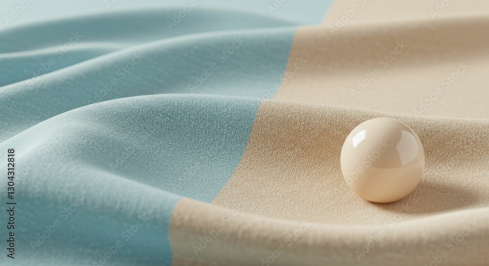 Poster soft textured fabric with smooth sphere on two-toned surface