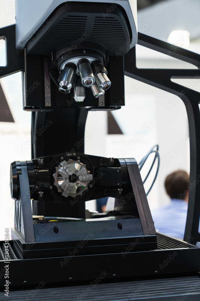 Poster optic machine for precise measurement of part size and quality evaluation. smart factory