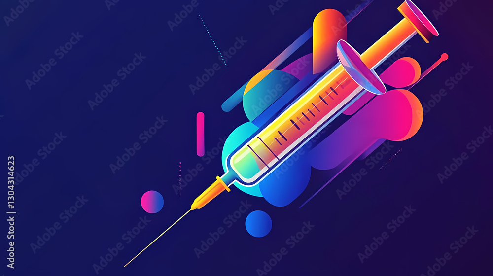 Poster colorful syringe with gradient and dynamic effect