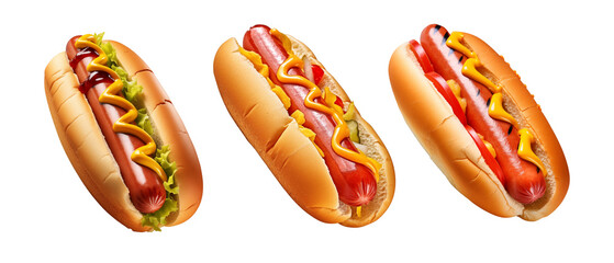 Set of Classic Hot Dogs PNG, Tasty Fast Food Delights