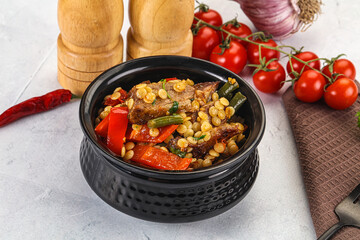 Eastern cuisine - Ptitim with beef and vegetables
