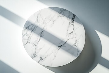 Elegant marble round table design modern interior photography minimalistic setting top-down perspective contemporary aesthetics