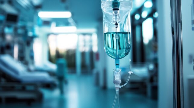 Injection administered to patient in hospital room medical environment healthcare setting focused viewpoint - Powered by Adobe