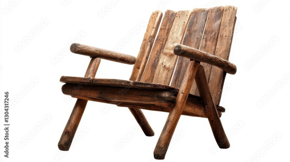 Aufkleber an artistic angled view of a classic wooden chair, emphasizing its simple yet elegant design, ideal 