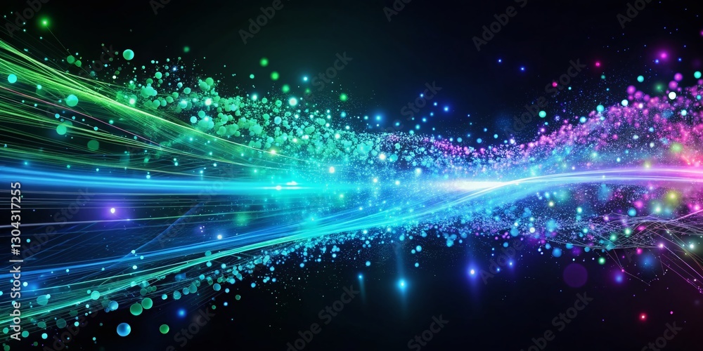 Poster abstract digital data flow: futuristic network technology background