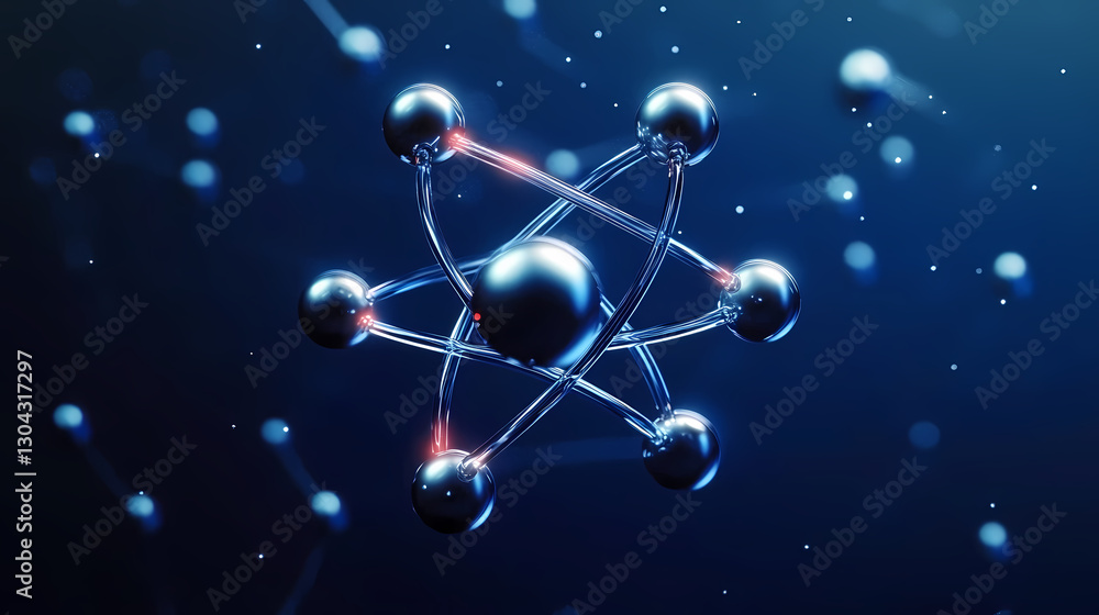 Poster atomic structure with metallic lines