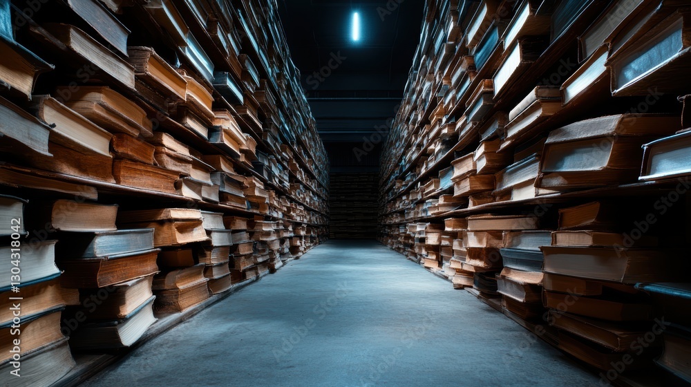 Poster a mystical library corridor lined with old books creates a captivating atmosphere, inviting explorat