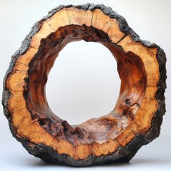 Fototapeta premium Circular Wooden Sculpture, Tree Trunk Art, Nature's Ring