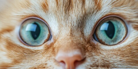 Newborn kitten with tiny and gentle idea. Close-up of a kitten's face with striking green eyes.
