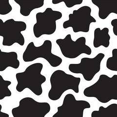 seamless black and white cow pattern vector. Cow print. 