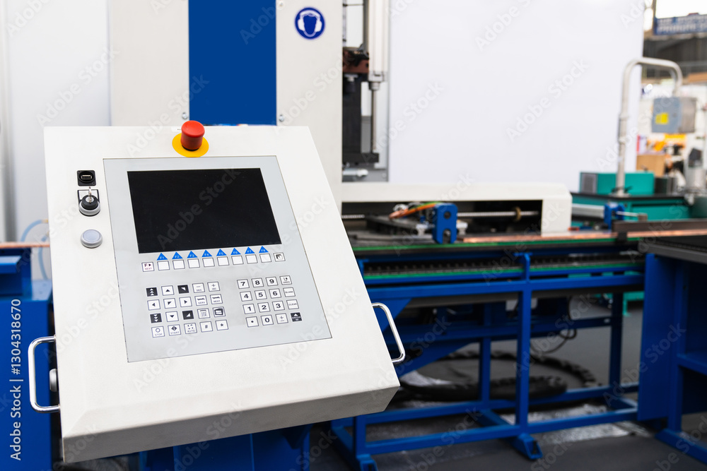 Aufkleber cnc mashine. motorized maneuverable tool is controlled by a computer. smart factory